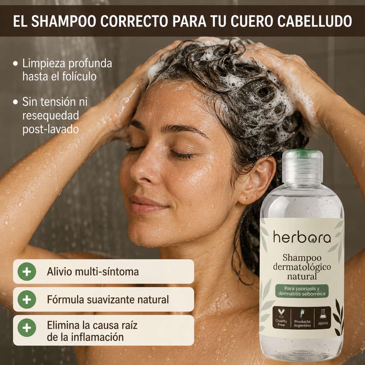 Herbora | Shampoo para la caspa, psoriasis capilar y dermatitis seborreica