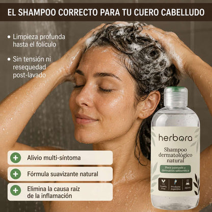 Herbora | Shampoo para la caspa, psoriasis capilar y dermatitis seborreica