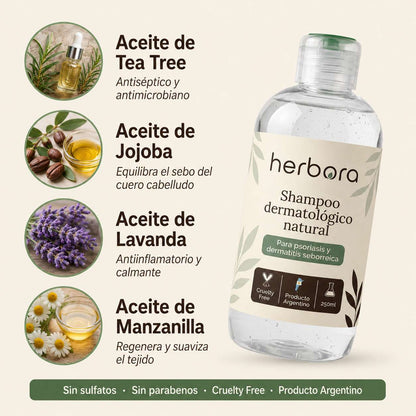 Herbora | Shampoo para la caspa, psoriasis capilar y dermatitis seborreica